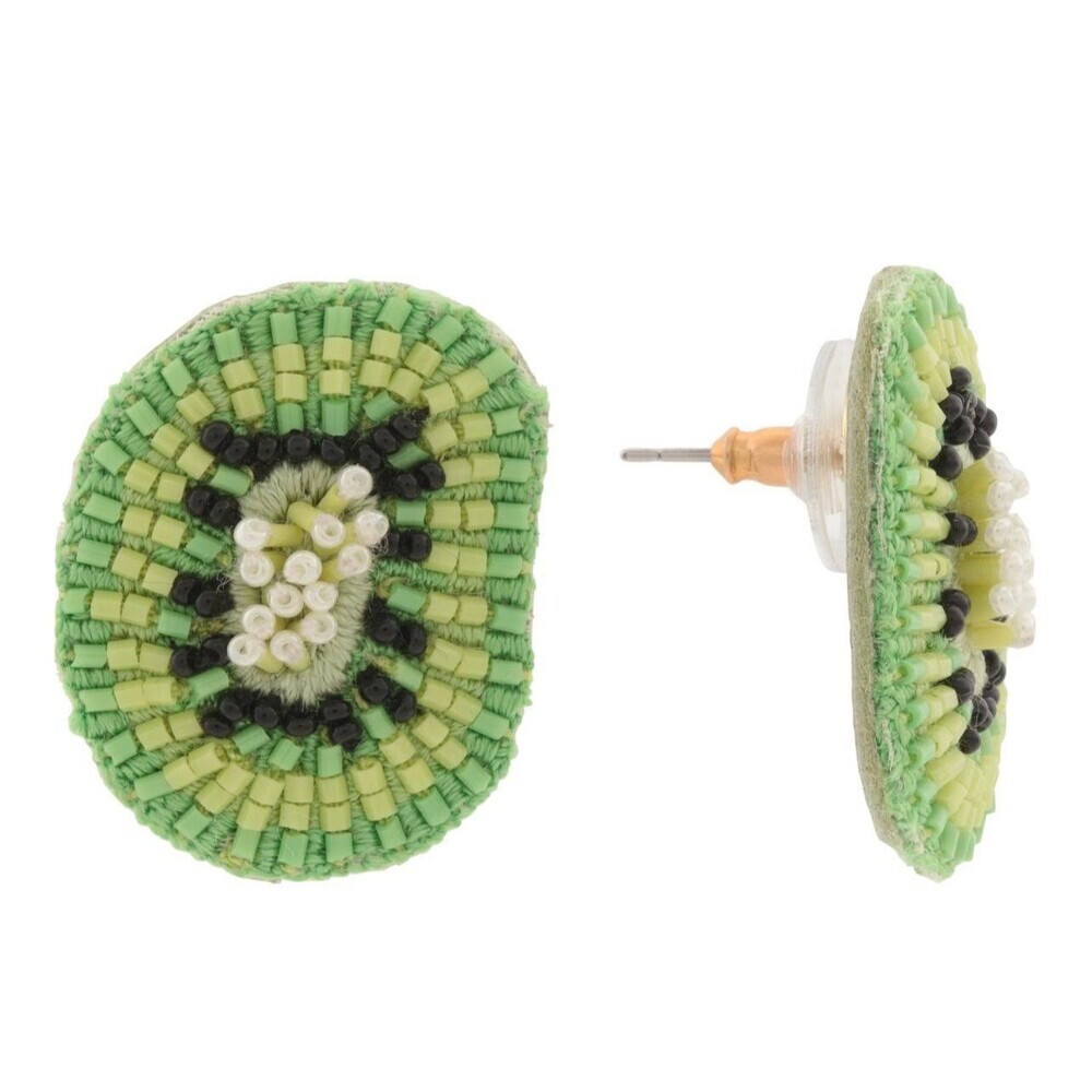 NWT Mignonne Gavigan Earrings Beaded Kiwi Fruit Studs